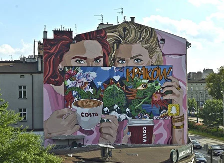 Mural Costa Coffee w Krakowie