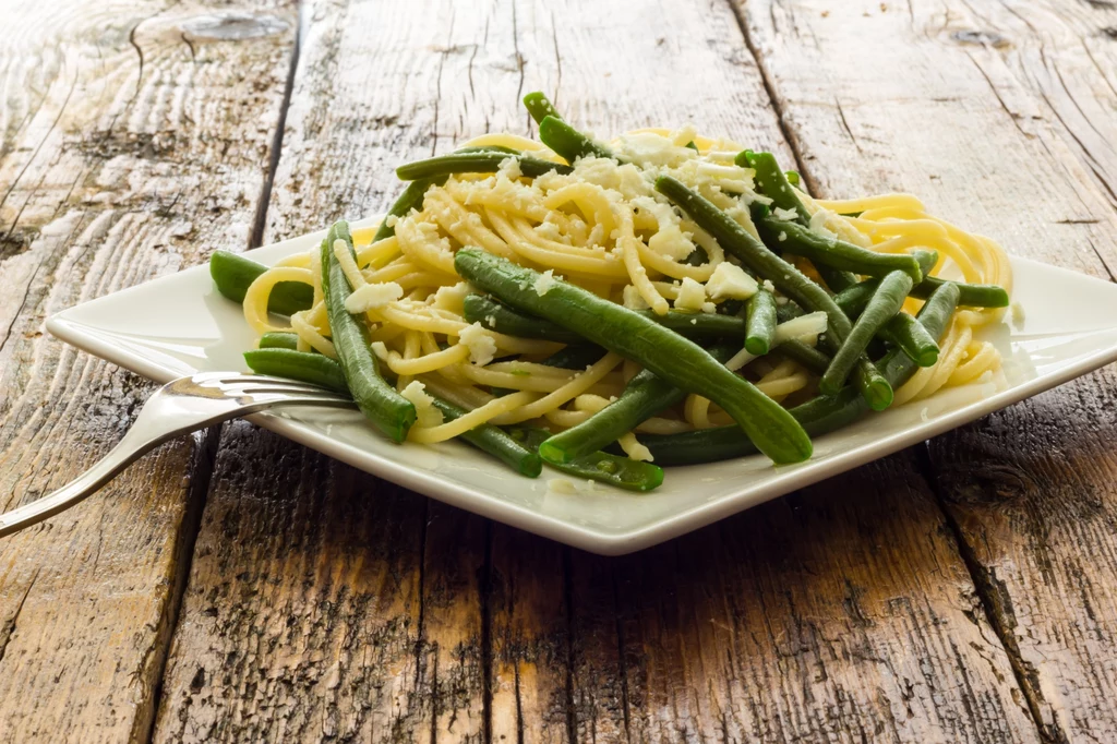 Spaghetti z zieloną fasolką