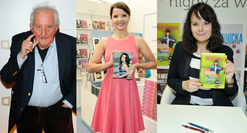 Jerzy Iwaszkiewicz, Joanna Jabłczyńska i Karolina Korwin-Piotrowska ze swoimi "dziełami"