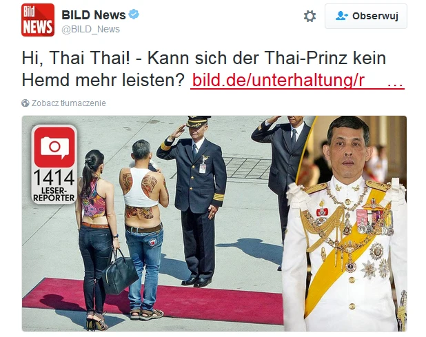"Bild" publikuje zdjęcia z wizyty 63-letniego królewskiego syna 