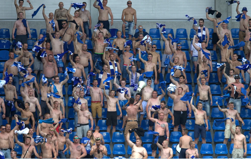 Kibice Wisły Płock podczas meczu piłkarskiej Ekstraklasy z Piastem Gliwice