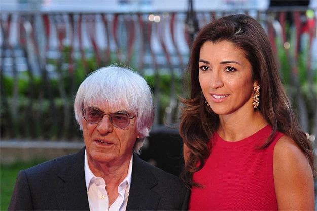 Bernie Ecclestone z żoną, Brazylijką, Fabiana Flosi