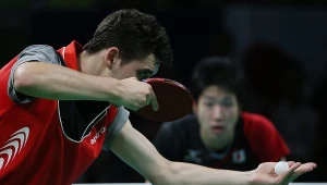 Jakub Dyjas podczas pojedynku z Junem Mizuntanim z Japonii