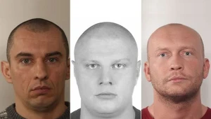 Wizerunki trzech poszukiwanych mężczyzn
