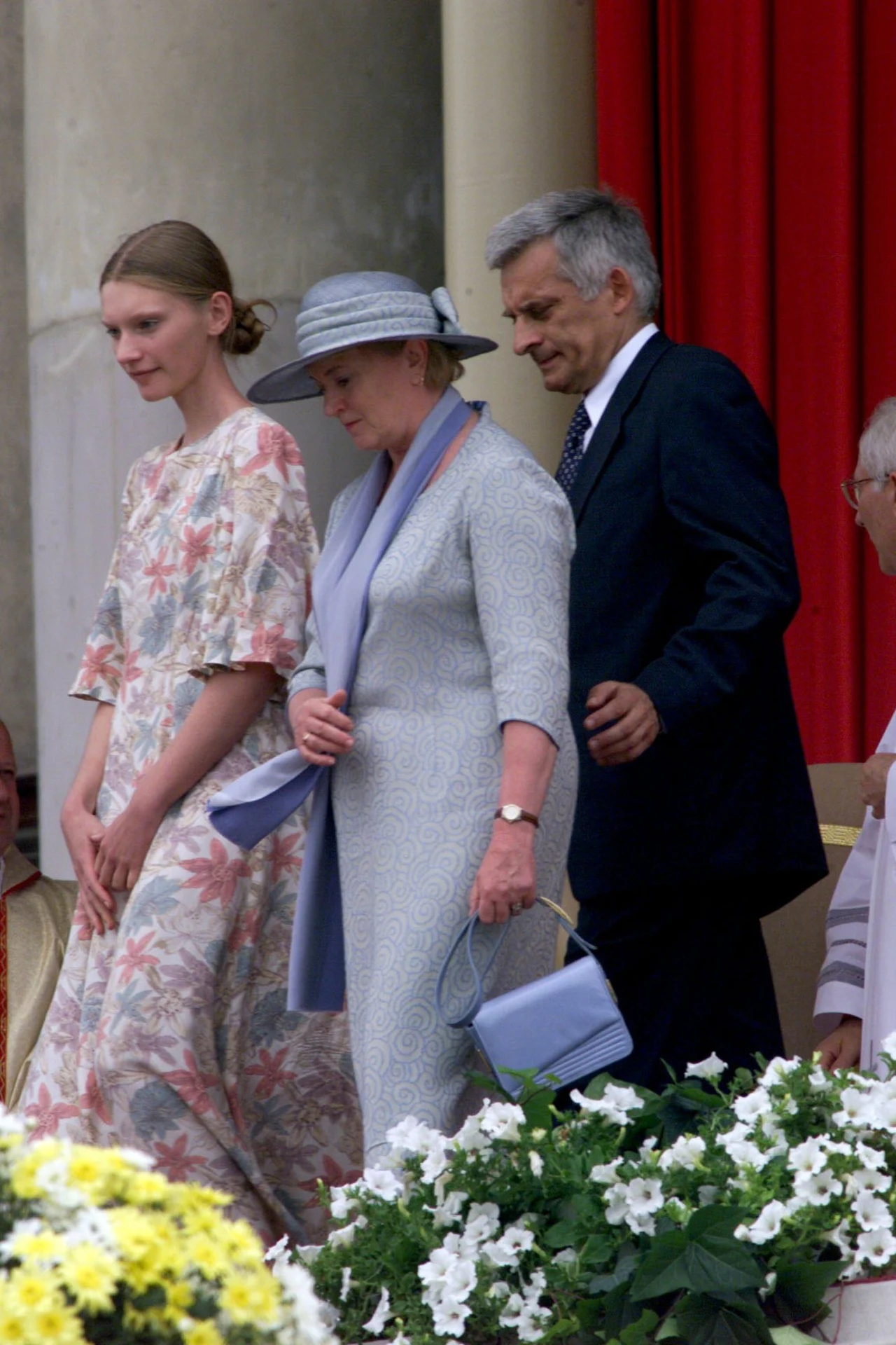 Agata Buzek z rodzicami podczas pielgrzymki Jana Pawła II do Polski