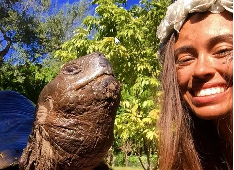 Ta dziewczyna pokochała żółwie z Galapagos