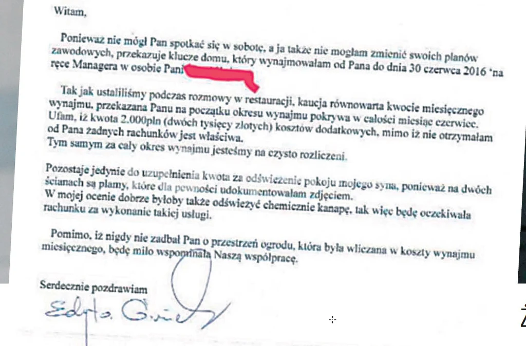 List Edyty Górniak do właściciela domu List Edyty Górniak do właściciela domu