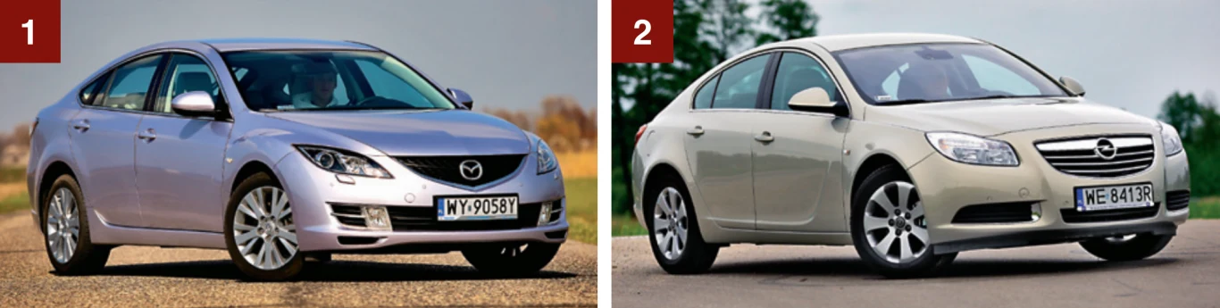[1] MAZDA 6 (typ GH) lata prod: 2003-2010, ceny: 24-60 tys. zł [2] OPEL INSIGNIA w produkcji: od 2008 r., ceny: 26-80 tys. zł