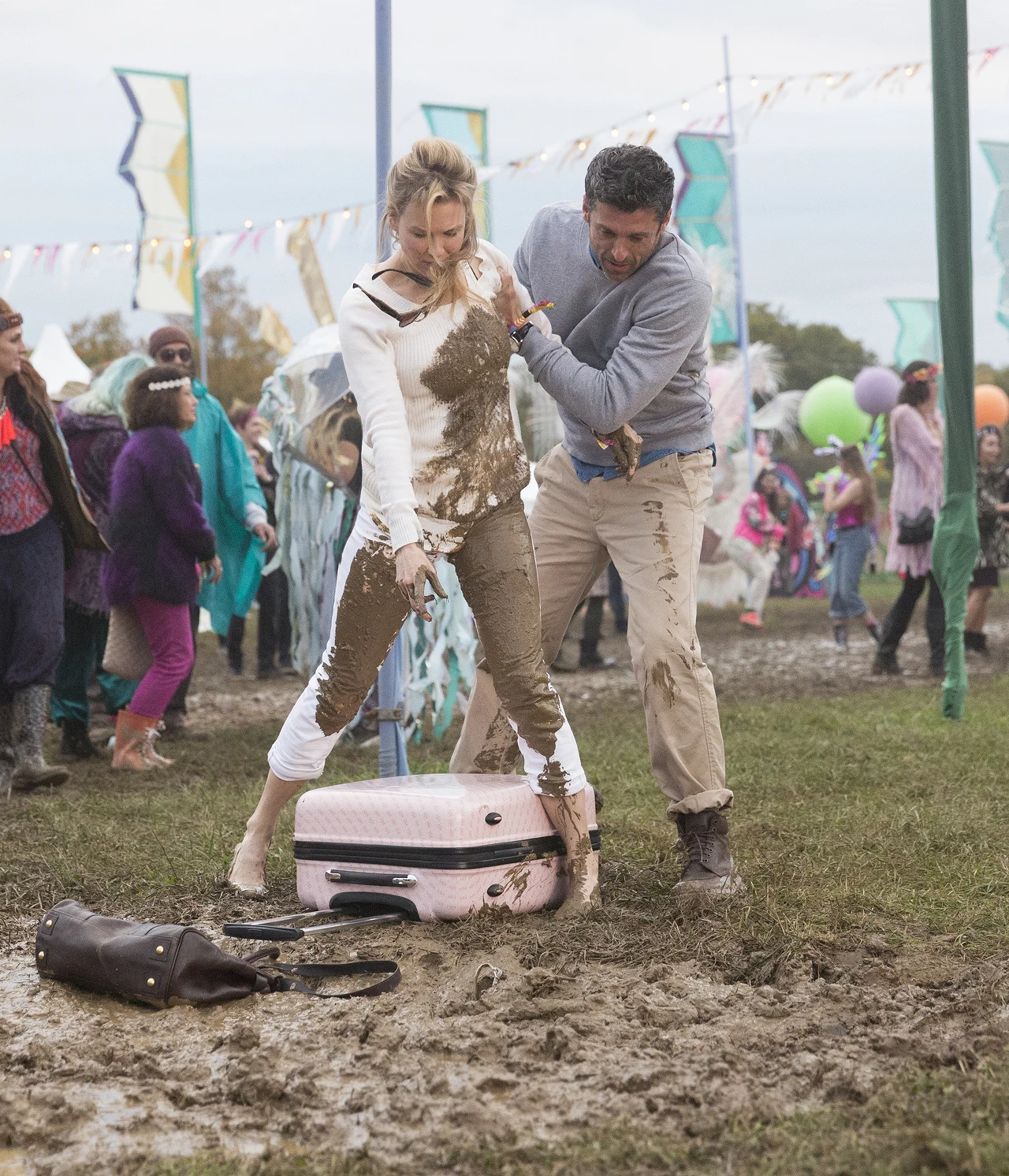 Renée Zellweger i Patrick Dempsey w scenie z filmu "Bridget Jones 3"