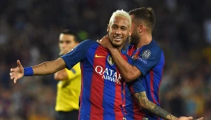 Neymar poczas meczu Barcelona - Celtic w Lidze Mistrzów
