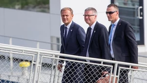 Donald Tusk i  Jeppe Tranholm-Mikkelsen w Bratysławie