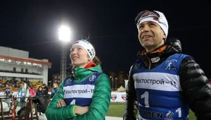 Daria Domraczewa i Ole Einar Bjoerndalen