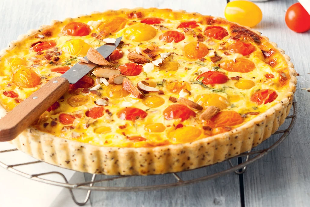 Quiche z pomidorkami i nasionami chia Quiche z pomidorkami i nasionami chia