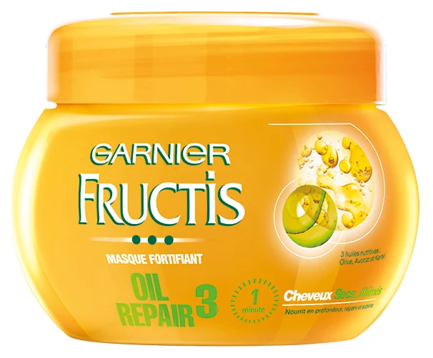Garnier Fructis Oil Repair 3 Odżywcza maseczka. 3 olejki z owoców wnikają we włókno włosa by odbudować i odżywić je od wewnątrz Garnier Fructis OIL REPAIR 3 dogłębnie odbudowuje suche, zniszczone i zestresowane włosy. Garnier Fructis Oil Repair 3 Odżywcza maseczka. 3 olejki z owoców wnikają we włókno włosa by odbudować i odżywić je od wewnątrz Garnier Fructis OIL REPAIR 3 dogłębnie odbudowuje suche, zniszczone i zestresowane włosy.