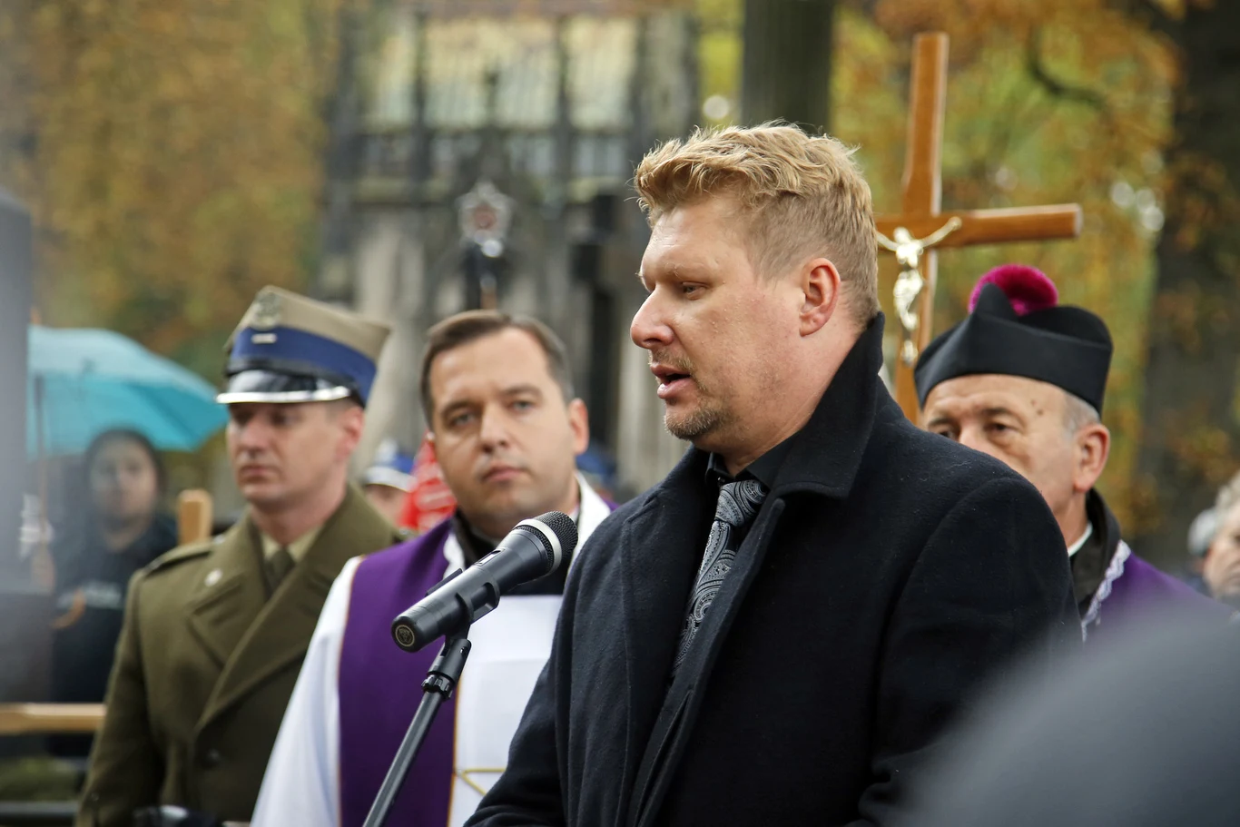 Przemawiał również Andrzej Nejman, który współpracował z Andrzejem Kopiczyńskim w Teatrze Kwadrat