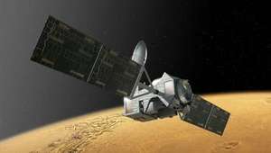 Sonda ExoMars 2016 Trace Gas Orbiter na orbicie Marsa - wizualizacja