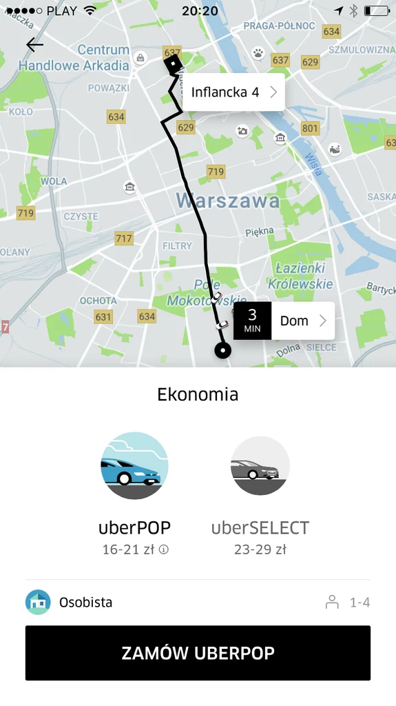 Uber - nowa wersja aplikacji