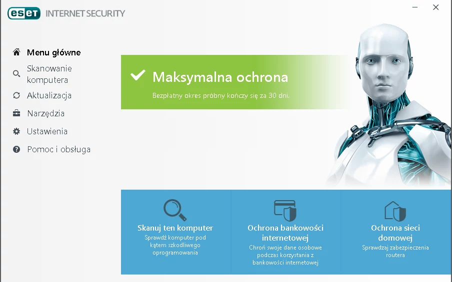 ESET Internet Security - menu główne