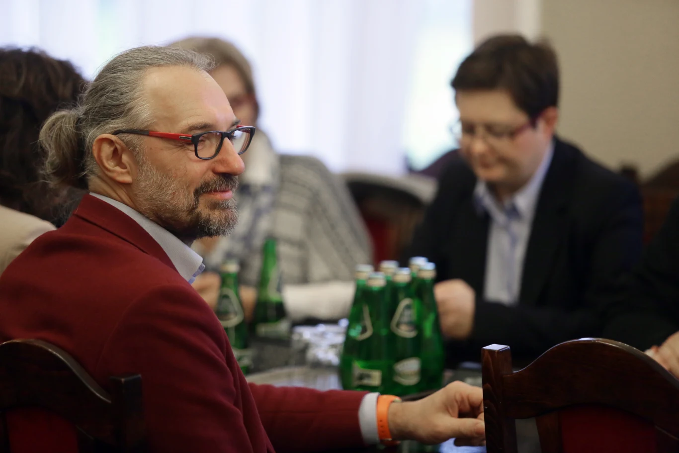 Lider KOD Mateusz Kijowski podczas debaty pod nazwą: Nie dla "dobrej zmiany"