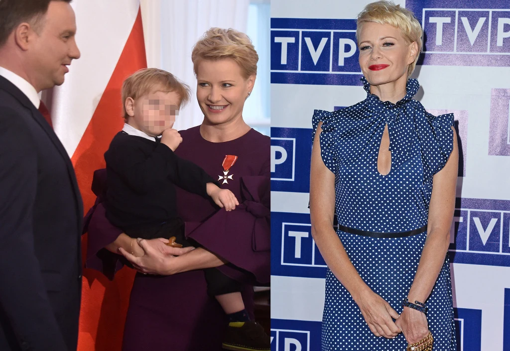 Małgorzata Kożuchowska z synem i Andrzejem Dudą