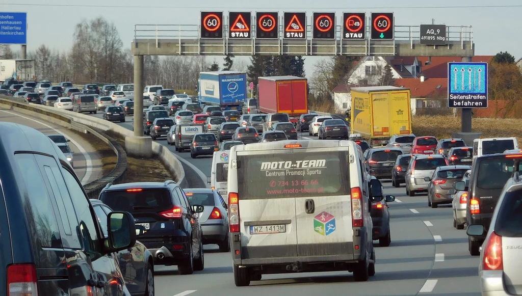 Korek na autostradzie w Niemczech