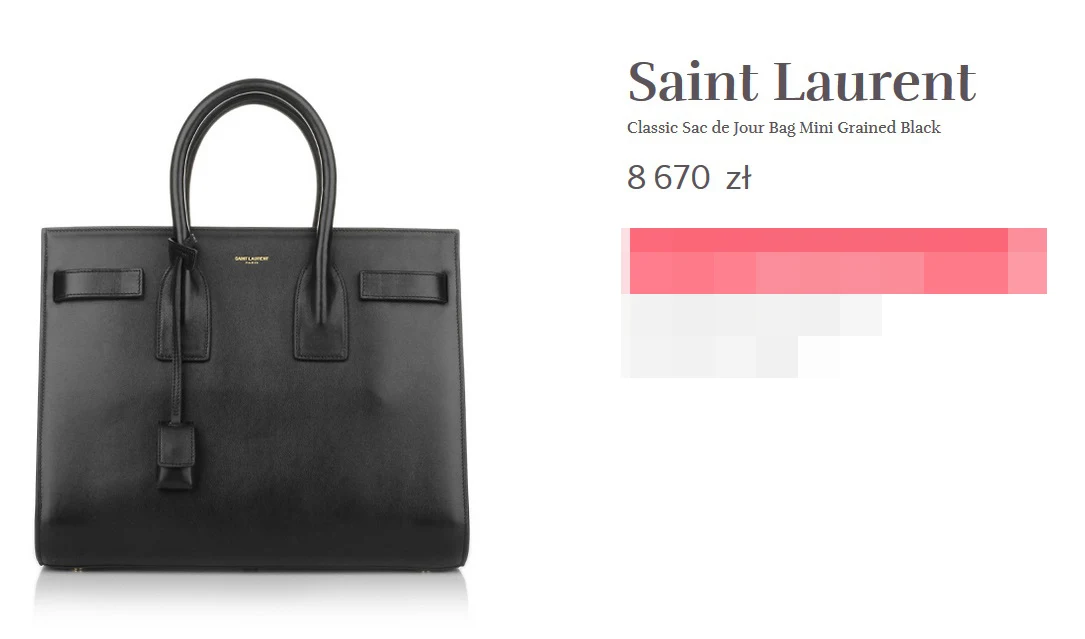 Torebka Saint Laurent w sklepie internetowym to wydatek rzędu 9 tys. złotych/www.fashionette.pl Torebka Saint Laurent w sklepie internetowym to wydatek rzędu 9 tys. złotych/www.fashionette.pl