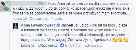 Komentarz na profilu Anny Lewandowskiej/Facebook