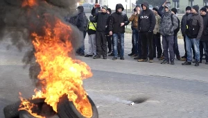 Protest przed siedzibą Spółki Restrukturyzacji Kopalń