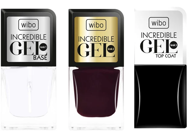 WIBO INCREDIBLE GEL Wygodnie, szybko i na długo - tak wygląda wykonywanie manicure 3 fazowym lakierem Wibo. Zestaw składający się z bazy, kolorowego lakieru i topu, daje efekt żelowego manicure, jest wyjątkowo trwały, a przy tym nie niszczy paznokci. Lakier ma rzadką (ale nie lejącą) konsystencję, która pozwala na łatwą aplikację produktu. Kosmetyk "rozlewa" się równomiernie po płytce paznokcia nie tworząc grudek i zacieków. Bardzo szybko wysycha i twardnieje -nałożenie wszystkich warstw, łącznie z czasem potrzebnym na ich wyschniecie, zajmuje około 20 minut. Manicure wykonany tym lakierem utrzymuje się ok. 5 dni. Cena: baza, lakier - ok. 8 zł, top ok 10 zł Stosunek jakości do ceny: 9/10 WIBO INCREDIBLE GEL Wygodnie, szybko i na długo - tak wygląda wykonywanie manicure 3 fazowym lakierem Wibo. Zestaw składający się z bazy, kolorowego lakieru i topu, daje efekt żelowego manicure, jest wyjątkowo trwały, a przy tym nie niszczy paznokci. Lakier ma rzadką (ale nie lejącą) konsystencję, która pozwala na łatwą aplikację produktu. Kosmetyk "rozlewa" się równomiernie po płytce paznokcia nie tworząc grudek i zacieków. Bardzo szybko wysycha i twardnieje -nałożenie wszystkich warstw, łącznie z czasem potrzebnym na ich wyschniecie, zajmuje około 20 minut. Manicure wykonany tym lakierem utrzymuje się ok. 5 dni. Cena: baza, lakier - ok. 8 zł, top ok 10 zł Stosunek jakości do ceny: 9/10