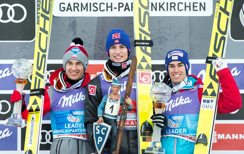 Od lewej: Kamil Stoch, Daniel Andre Tande i Stefan Kraft Od lewej: Kamil Stoch, Daniel Andre Tande i Stefan Kraft