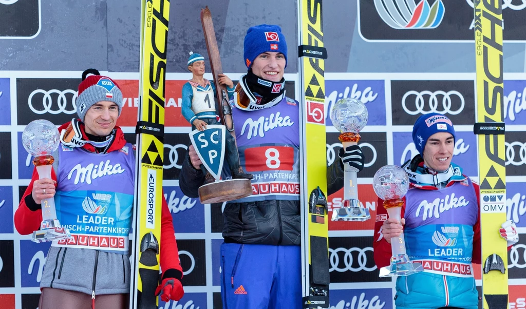 Od lewej: Kamil Stoch, Daniel Andre Tande i Stefan Kraft Od lewej: Kamil Stoch, Daniel Andre Tande i Stefan Kraft