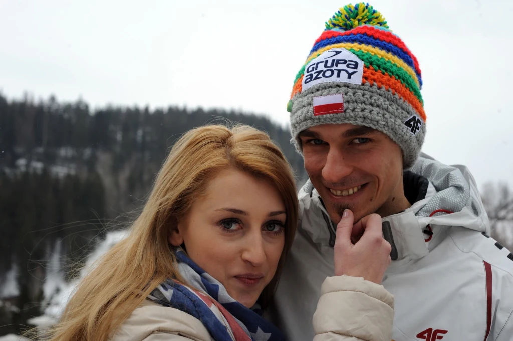 Piotr Żyła z żoną Justyną Piotr Żyła z żoną Justyną