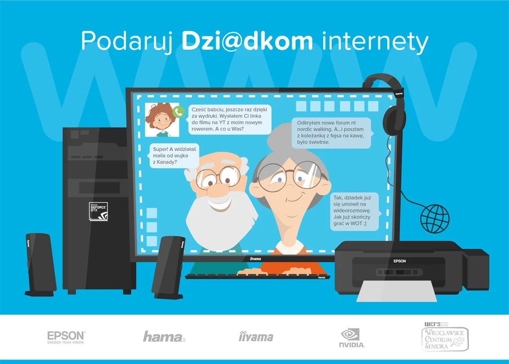 W ramach akcji „Podaruj dzi@dkom internety” Wrocławskie Centrum Seniora, otrzymało najnowszy sprzęt komputerowy