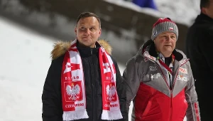 Prezydent RP, Andrzej Duda (z lewej) w towarzystie Apoloniusza Tajnera