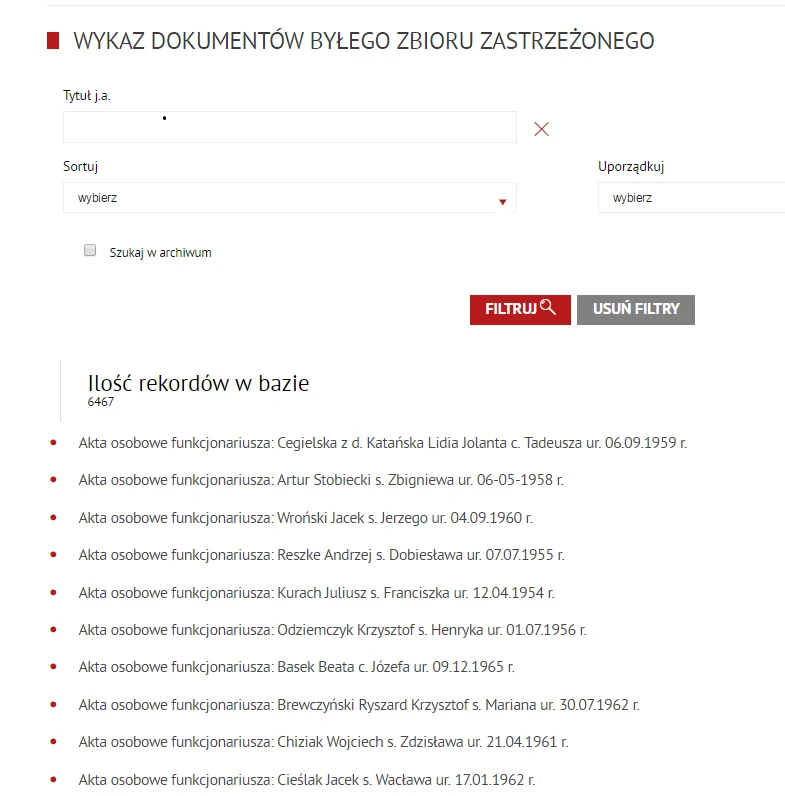 Na stronach IPN pojawił się wykaz dokumentów ze zbioru zastrzeżonego Na stronach IPN pojawił się wykaz dokumentów ze zbioru zastrzeżonego