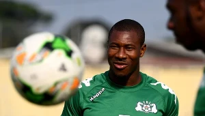Nakoulma podczas treningu reprezentacji Burkina Faso w Gabonie