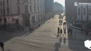 Centrum Krakowa - smog spowija ulice