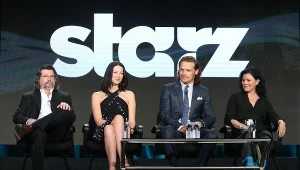 Ronald D. Moore, Caitrona Balfe, Sam Heughan i Diana Gabaldon