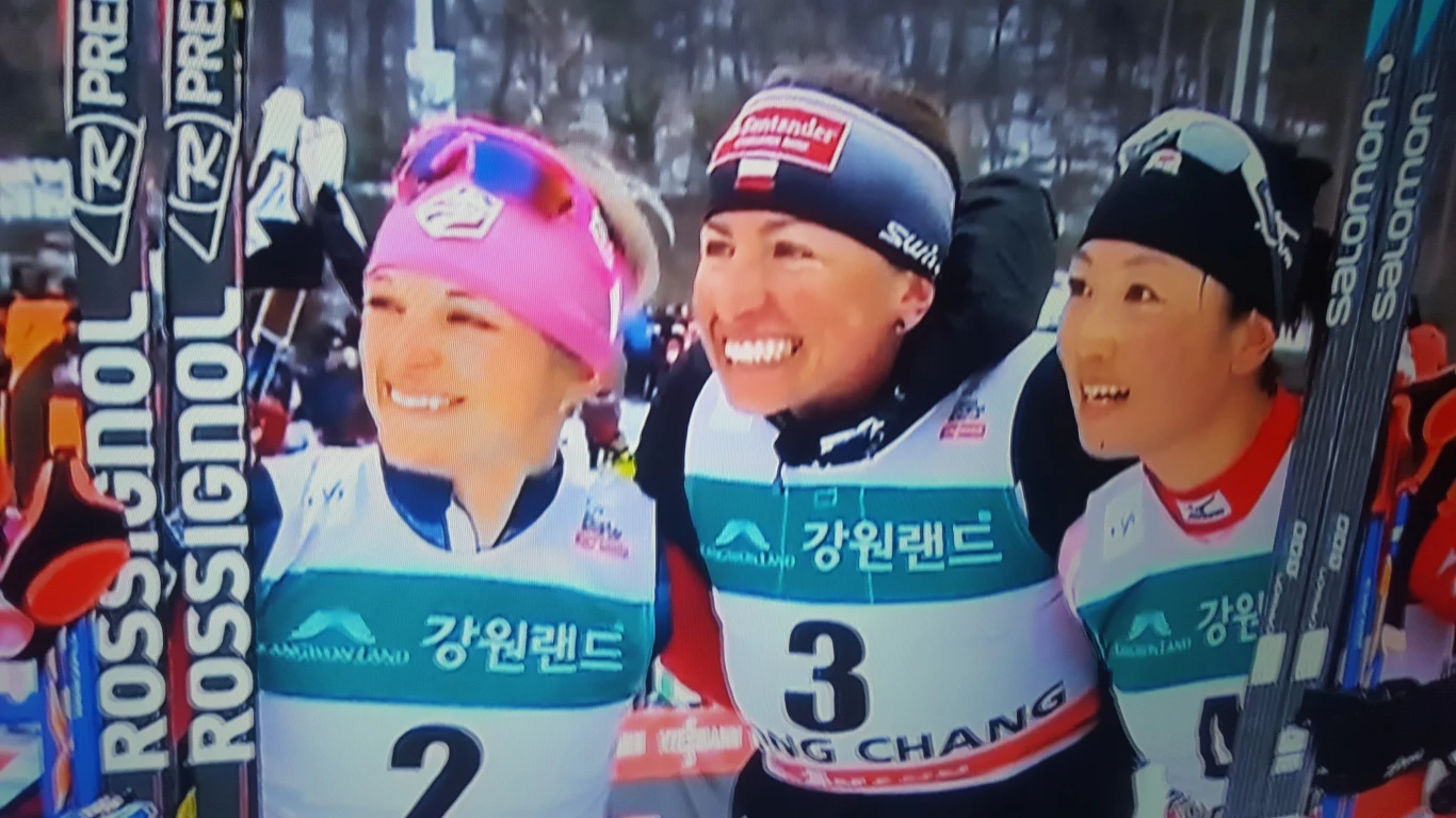 Od lewej: Elisabeth Stephen (USA), Justyna Kowlaczyk (Polska) i i Masako Ishida (Japonia).