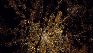 Widok na Warszawę z kosmosu