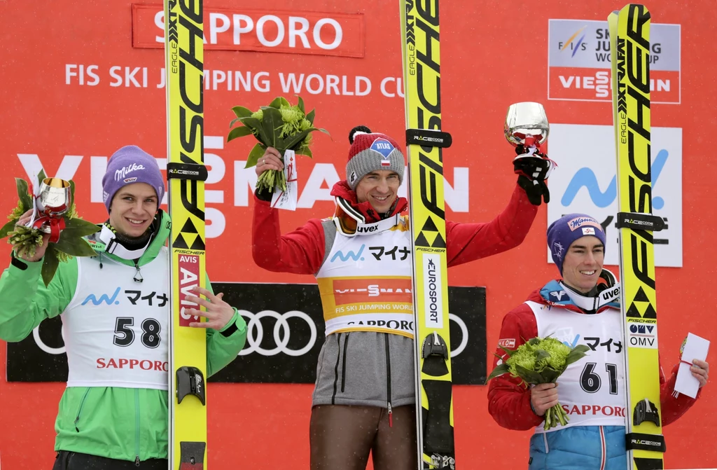 Andreas Wellinger (z lewej), Kamil Stoch i Setfan Kraft Andreas Wellinger (z lewej), Kamil Stoch i Setfan Kraft