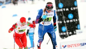 Justyna Kowalczyk na trasie biegu w Lahti