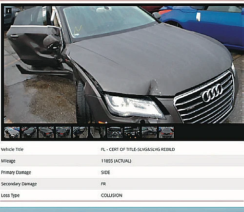 W raportach aut z rynku USA podawana jest historia serwisowa, często można znaleźć też zdjęcia z aukcji. (kliknij, żeby powiększyć)