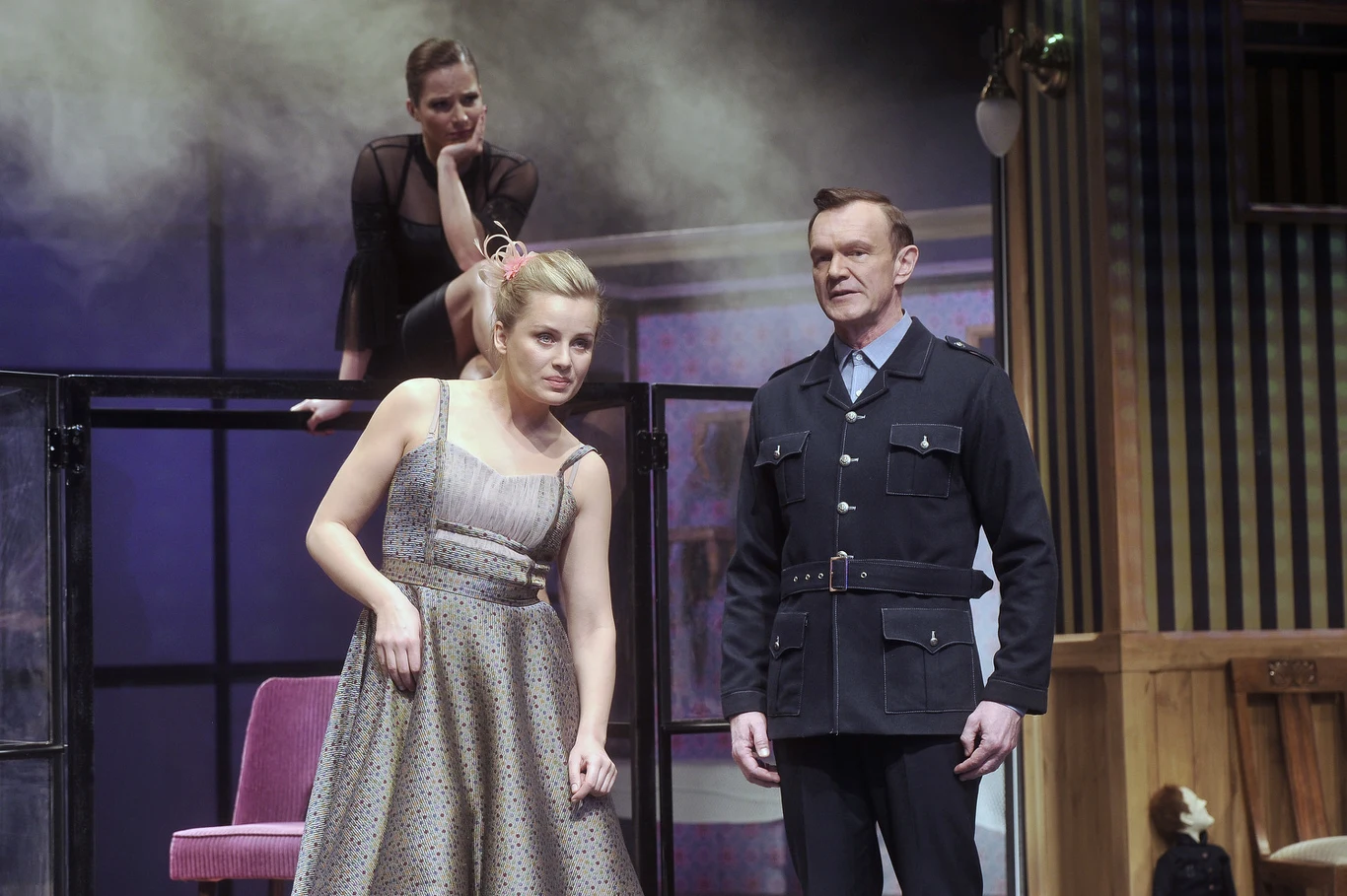 Anna Dereszowska, Paulina Chruściel i Cezary Pazura na próbie medialnej spektaklu "Ożenek" w Teatrze 6. Piętro (7 marca 2017)