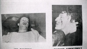 Reprodukcja ulotki drugiego obiegu odnoszącej się do pobicia przez MO działaczy Solidarności w Bydgoszczy