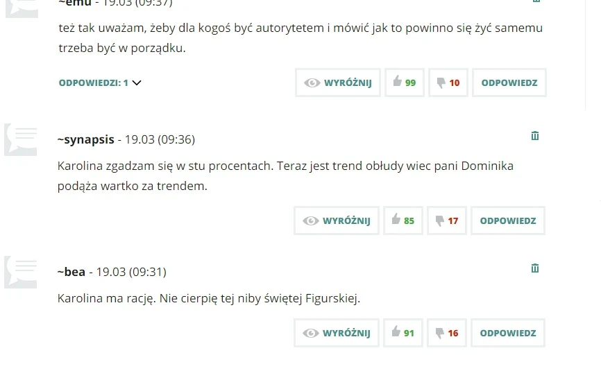 Komentarze pod poprzednim artykułem