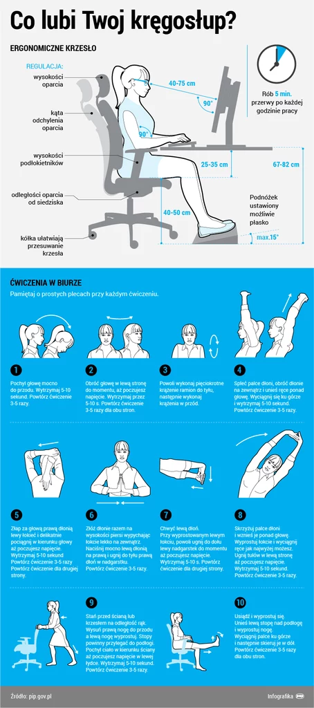 Ergonomiczne sanowisko pracy, źródło pip.gov.pl