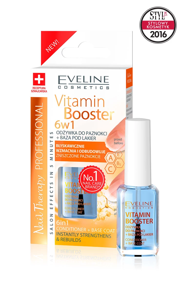 Kategoria: Pielęgnacja paznokci - Odżywka do paznokci + baza pod lakier Vitamin Booster 6w1, Eveline Cosmetics Kategoria: Pielęgnacja paznokci - Odżywka do paznokci + baza pod lakier Vitamin Booster 6w1, Eveline Cosmetics