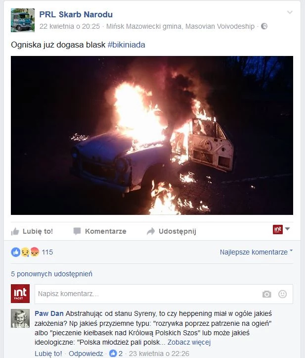 Zrzut ekranu z oficjalnego profilu facebookowego "PRL Skarb Narodu"