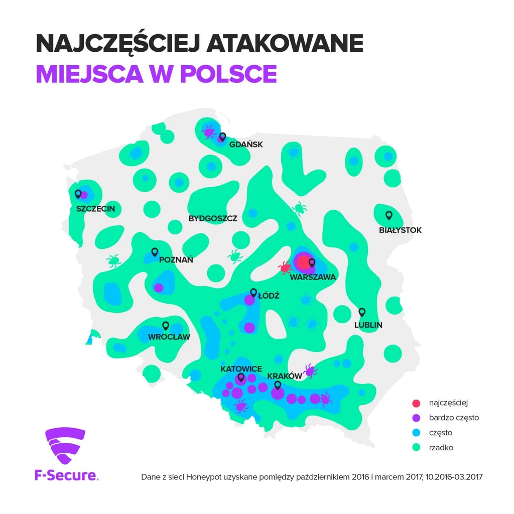 Najczęściej atakowane miejsca w Polsce